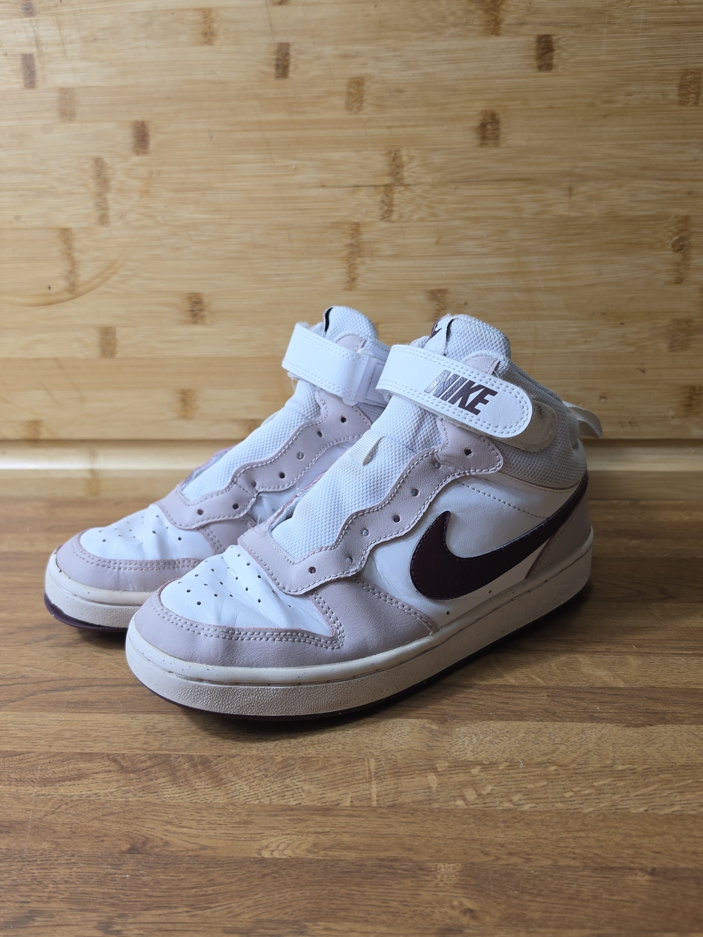 Nike Kids' Court Borough Mid 2 Sneakers – Pink/White/Burgundy (Size 5.5Y)